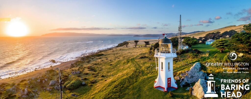 Lighthouse overlooking Wellington harbour in the evening